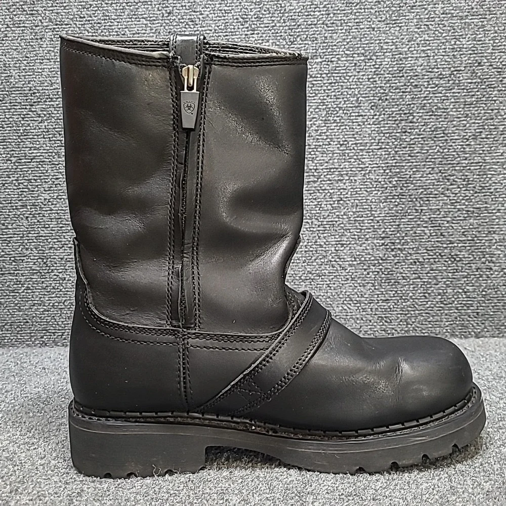 Ariat Metal Mounts Alloy H2O Black Motorcycle Boots Men's Sz 9.5EE